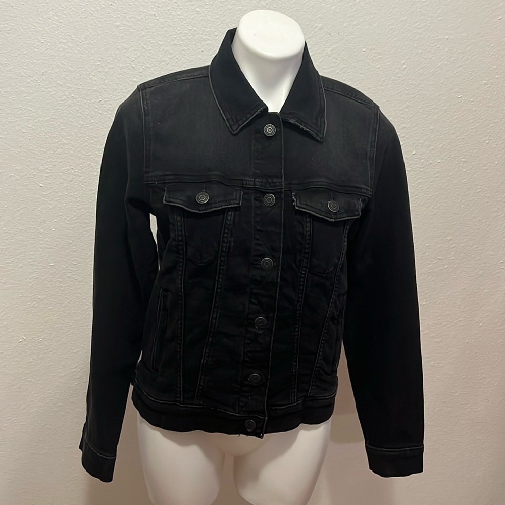 Sonoma Washed Black Distressed Jean Jacket Sz S